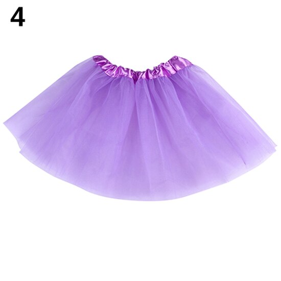 Filles belle Multi couches Tulle taille élastique jupe gonflée Tu tu princesse robe pour enfants fille scène performance: Light Purple