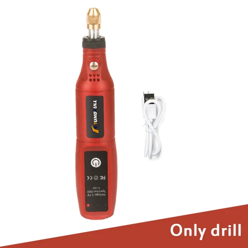Bezprzewodowa mini wiertarka ręczna USB Mini wiertarka elektryczna narzędzie obrotowe obróbka drewna grawerowanie pióro Dremel narzędzia do biżuterii metalowe szkło: Czerwony/czarny