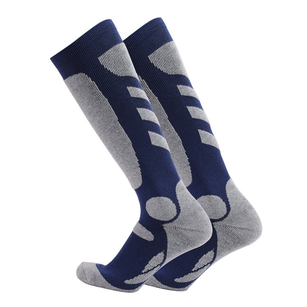 1 paire hommes Sports de plein air absorber la sueur Long Tube de protection Camping antichoc antidérapant hiver confortable chaussettes de Ski randonnée: Dark Blue / L