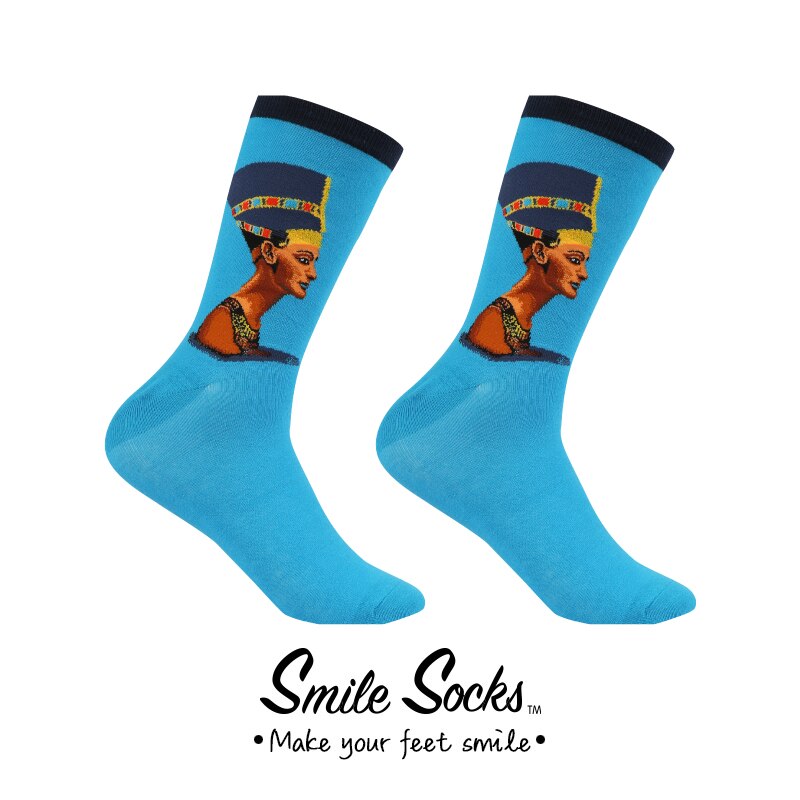 Hommes coton rétro abstrait peinture à l'huile Art chaussettes crier moderne Van Gogh nuit étoilée heureux peinture à l'huile planche à roulettes chaussette: cleopatra Blue
