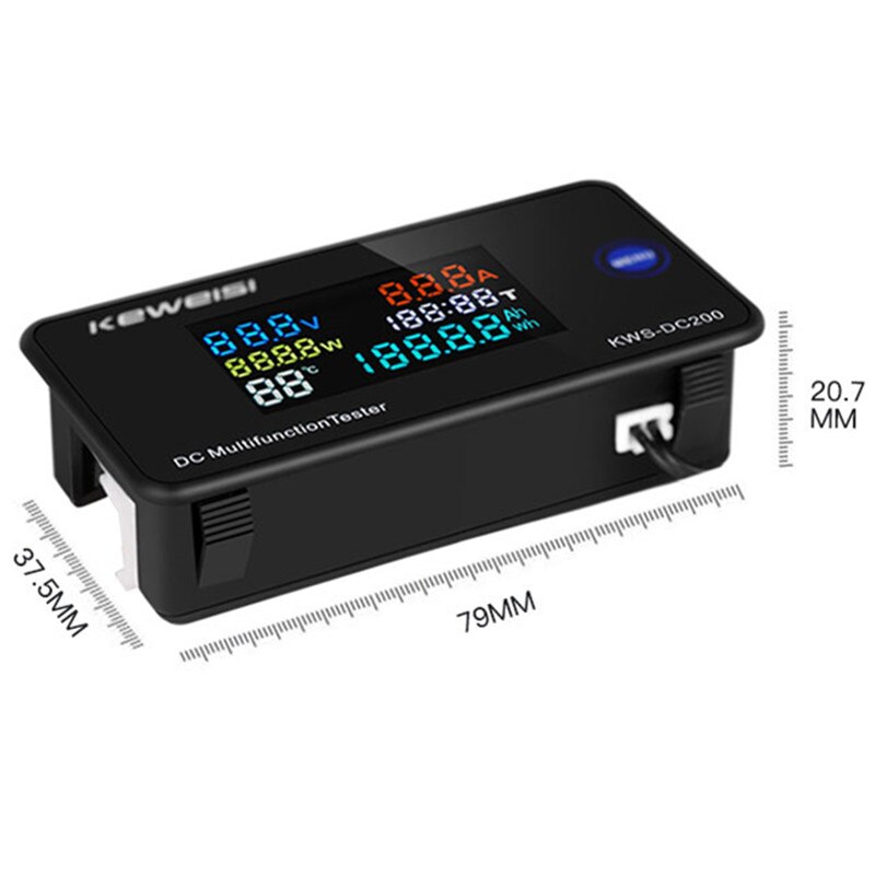 KWS-DC-200 Digitales Voltmeter, Amperemeter, DC 0–200 V, KWS Energie Energie Meter, LED-Farbe, DC, elektrisches Wattmeter mit zurücksetzen-Funktion, 0–100 A