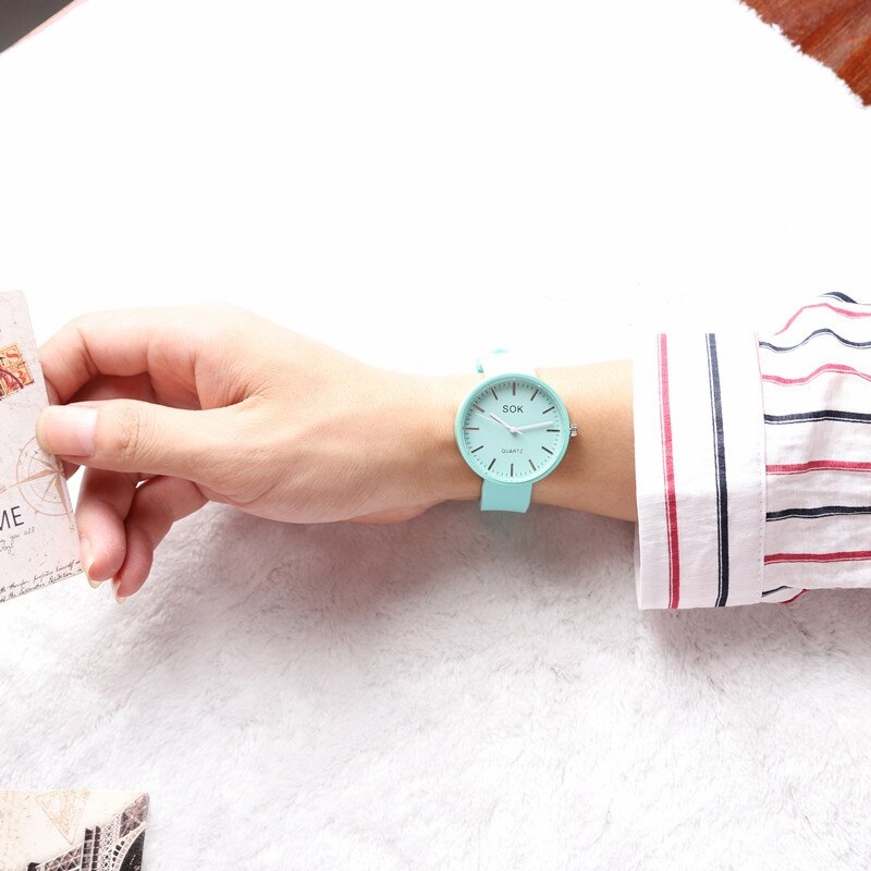 Relojes Relogio Feminino para mujer, reloj moderno y de silicona, reloj de pulsera de cuarzo, relojes para mujer, de reloj: green