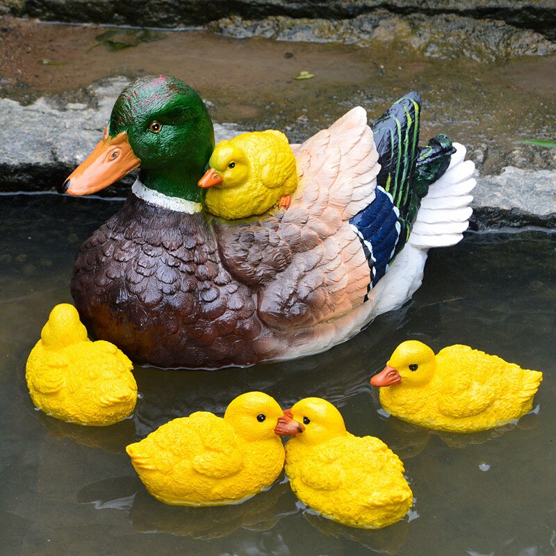 [YL] Swimming pool Floating water Yellow duck Statue Outdoor Garden Pond Decorative Resin animal Sculpture Home Decor Ornament