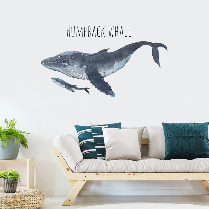 Hand Painted Humpback Whales Wall Sticker Kids Roo... Vicedeal