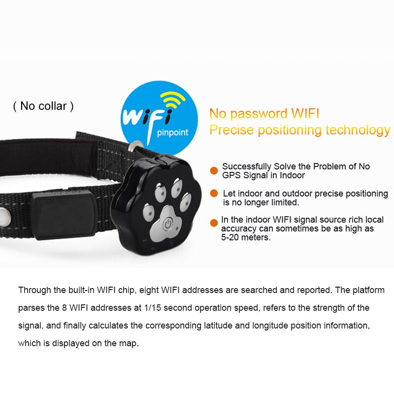 Globale localizzatore accorto animale domestico inseguitore anti-Perso Geofence Gatto Collare Collare di canna Gsm/Gps Wifi localizzatore Impermeabile IP66 per pagina ragnatela/App/Wechat