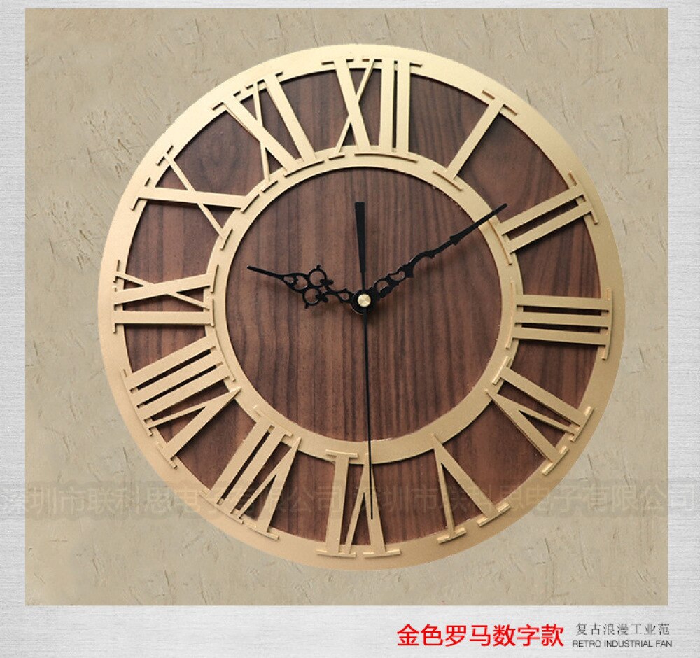 Roman Digital Wall Clock Simulation Wooden Wall Clock Roman Number Craft Wall Clock Acrylic Wall Clock (Black Shipment without B: Golden