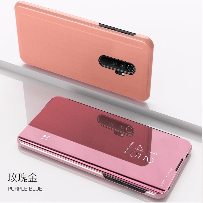 Smart Mirror View Flip Phone Case For Xiaomi Redmi Note 8T Note 8 Pro PU Leather Stand Cover For Redmi 8 8A Protective Shell: For Redmi Note 8 Pro / rose gold