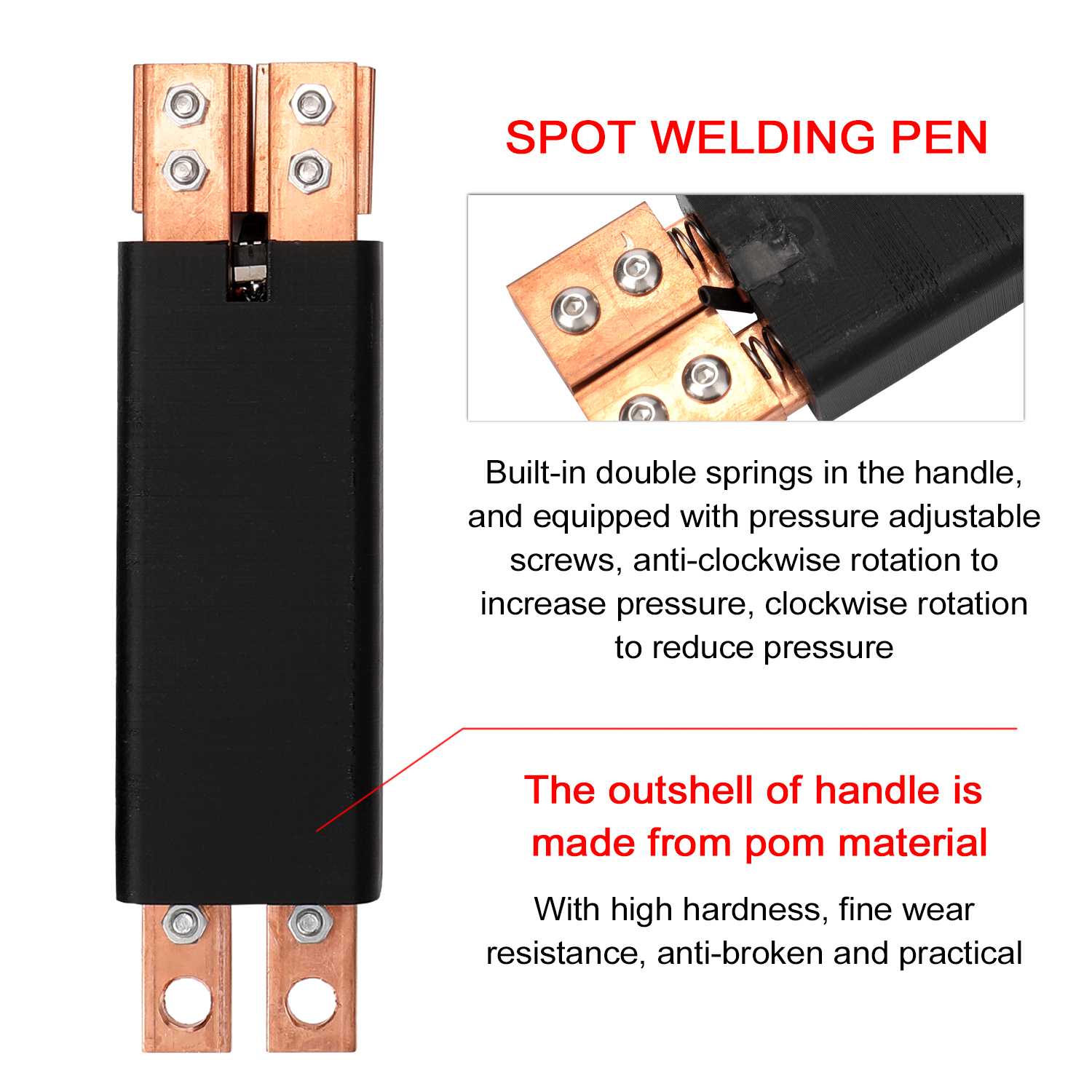 Machine de soudage par points électrique portable bricolage stylo de soudage par points en cuivre intégré vis réglable à pression à ressort