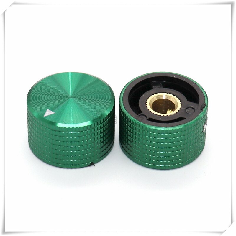 Perilla de ajuste de panel mecánico, potenciómetro de perilla de aleación de aluminio de 25 × 15,5mm, el diámetro del orificio redondo es de 6,35mm, 2 unidades: Verde