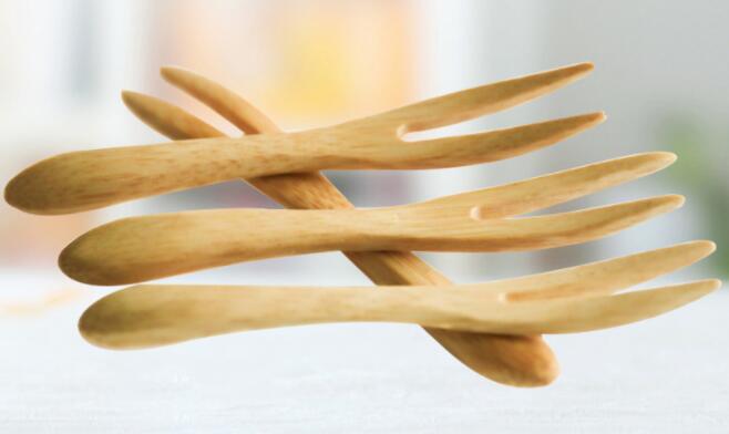(100 st ) 9cm bambu dessert sked gaffel baby barn använder mini bambu skedar bambu gafflar: 100 st gafflar