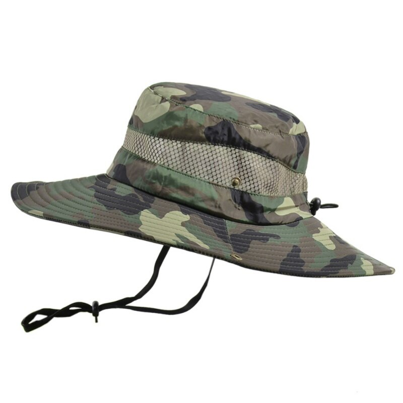 Mode Zomer Sneldrogende Anti Uv Zon Cap Hoed Grote Brede Rand Outdoor Vissen Wandelen Strand Mannen Panama Hoed Mesh ademend: JG