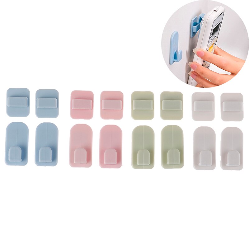 4pcs Air Conditioner Remote Control Hanger Key Practical Wall Storage Holder Strong Plastic Hooks Sticky Hook Set TV