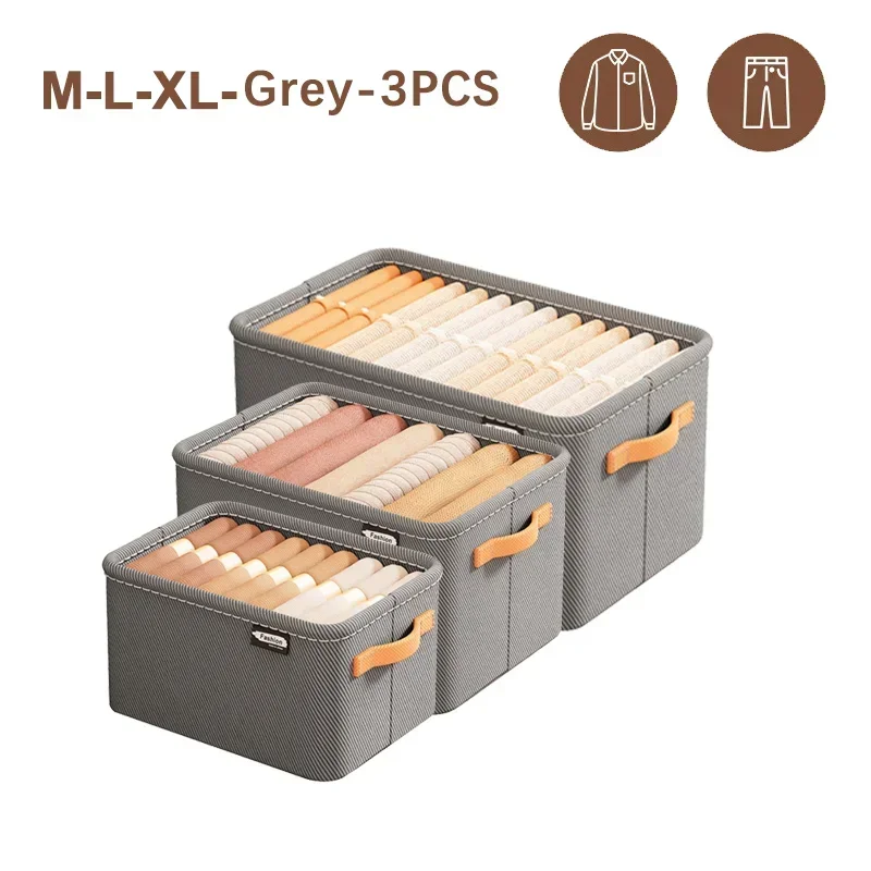 Organisateur de placard, organisateurs de tiroirs, boîte de rangement pour pantalons en jean, organisateur de vêtements de garde-robe, organisateur de tiroirs pour chaussettes et T-Shirt: GRIS