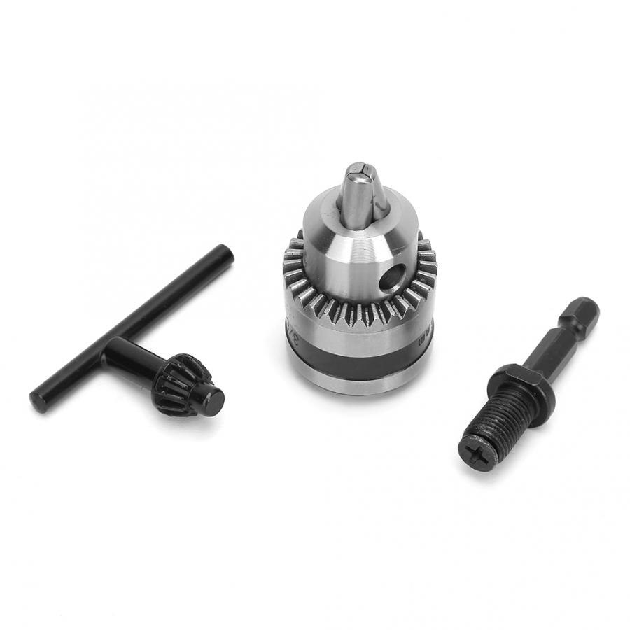 Light Wrench Drill Chuck 0.6-6MM 3/8-24UNF + 1/4 Hex Head 3/8 Thread Extension Rod Drill Clamp Chuck