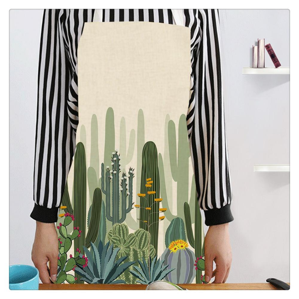 Tablier de cuisine anti-salissure | Imprimé de Cactus, coton et lin, sans manches, hommes et femmes, tabliers de cuisine, Chef accessoires de cuisine 68*55cm 0013