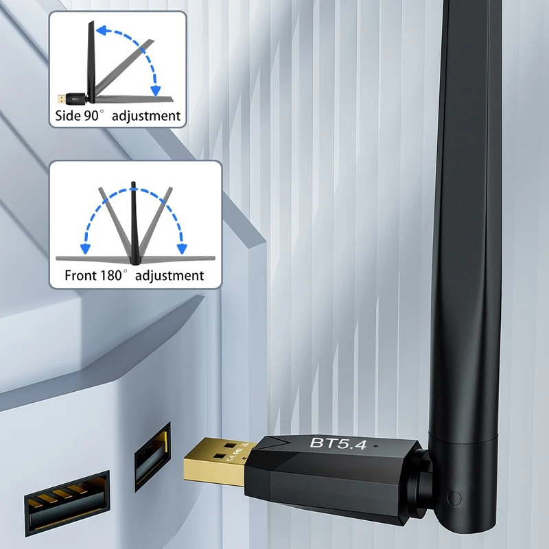 150M Bluetooth 5.4 Adapter USB Bluetooth Dongle Driver Free for Windows 11/10/8.1 Mouse Keyboard Audio Receiver Transmitter