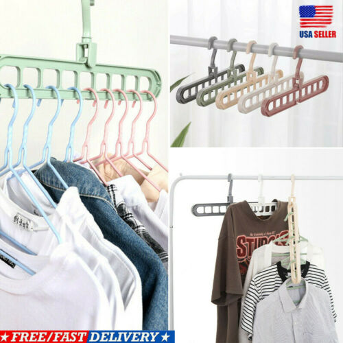 Magic Folding Hanger Rack Plastic Nine-hole Hanger Wardrobe Wonder Closet Bar Pants Clothes Coat Organizer Space Saver