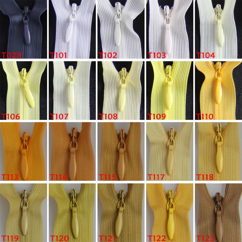 100pcs 40cm White series invisible Nylon zippers Close-end For Sewing Accessories 20 Colors Available Garment accessories DIY