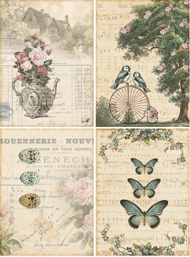 Musik blomster regning vintage materiale baggrund papir junk journal dagbog planner scrapbooking dekorativ diy håndværk papir foto: C