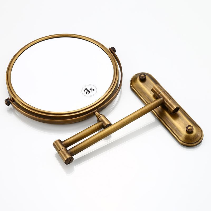 Espejo de maquillaje de Bronce Antiguo, accesorios de baño, lupa montada en la pared