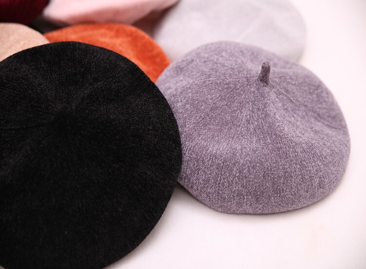 Franse Kunstenaar Ronde Baret Caps Herfst Meisjes Vrouwelijke Casual Katoen Chenille Baretten Caps Pet Gorros
