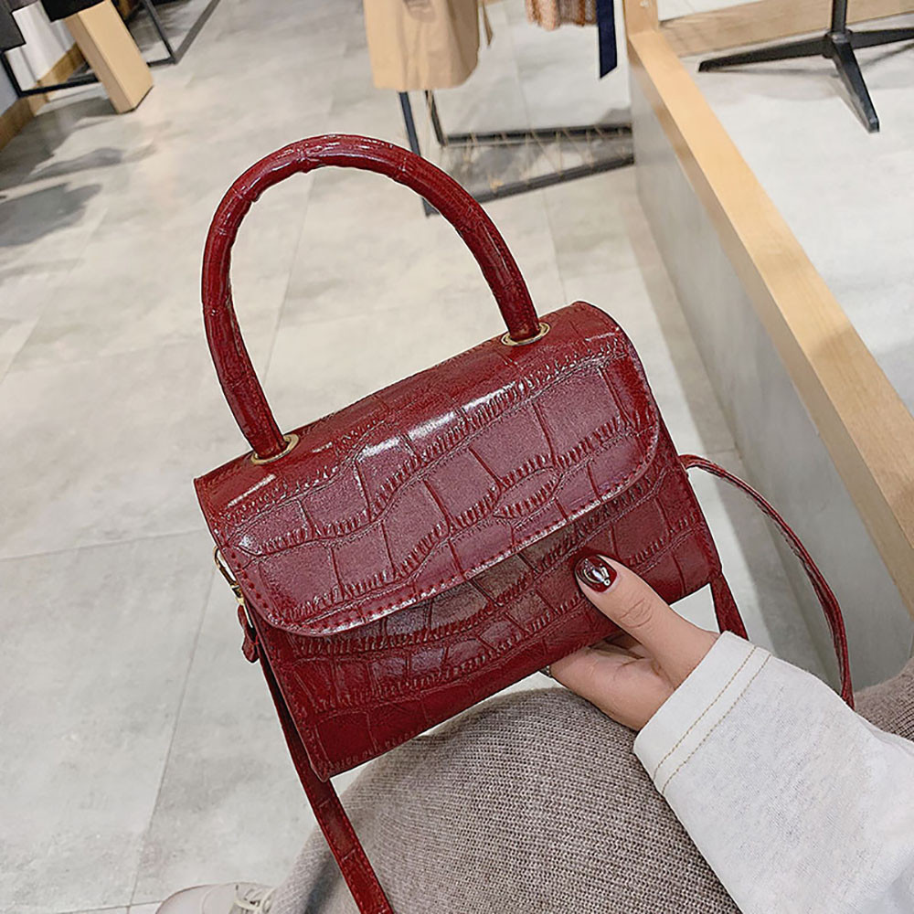 Retro Small Square Bag for woman Paisley Portable Wild Shoulder Bag luxury handbags women bags sac a main: Red