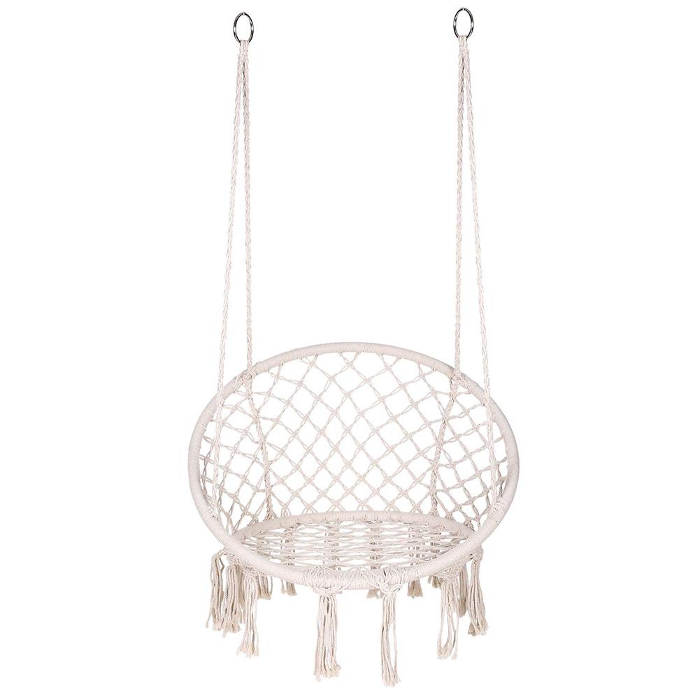 Fauteuil suspendu Beige sécurisé, corde à bascule, Bar d'intérieur extérieur, chaise de jardin: Default Title