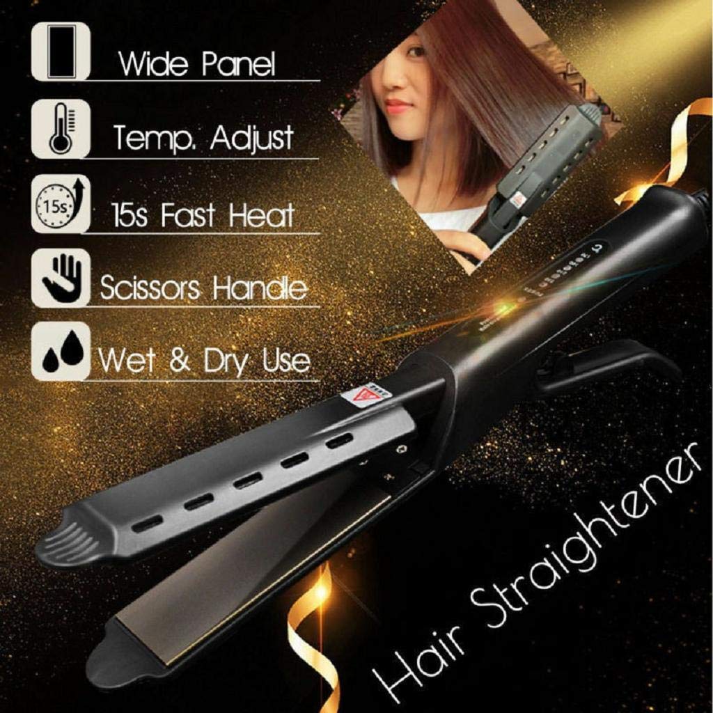 Hair Straightener Four-gear temperature adjustment Ceramic Tourmaline Ionic Flat Iron Steam Sraightening Iron Widen panel