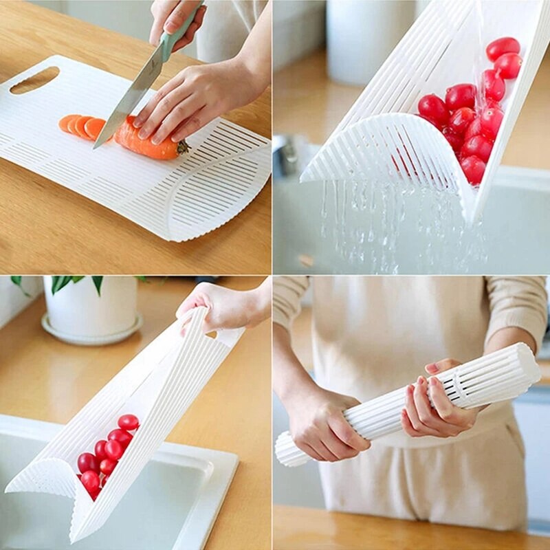 4- i -1 hopfällbar skärbräda kök multifunktionellt hopfällbart skärbräda plast dränerbart skärbräda sushi rullmatta