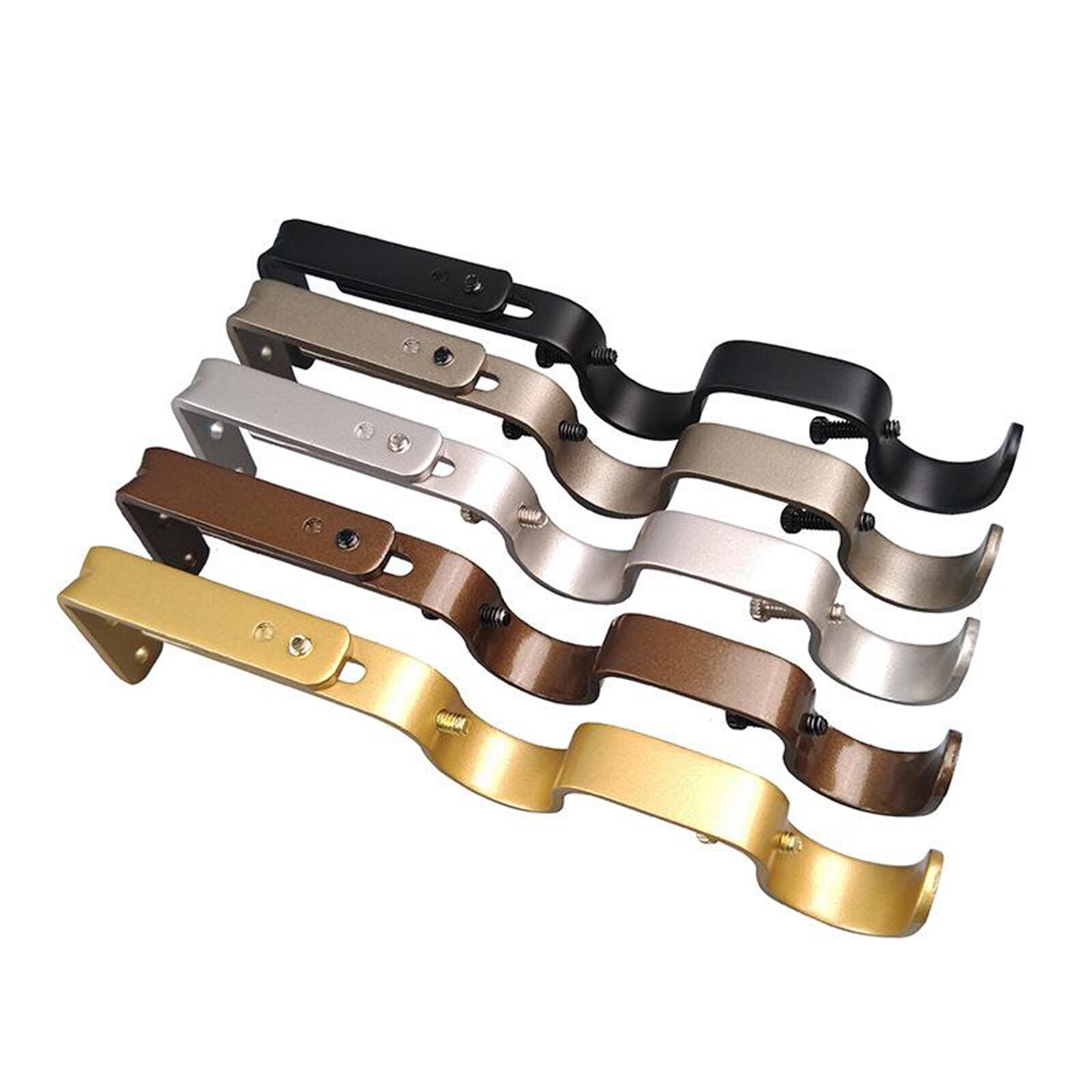 3PC Single Curtain Rod Holders Bracket Into Window Frame Curtain Rod Heavy Duty Double Rod Holders Curtain Brackets