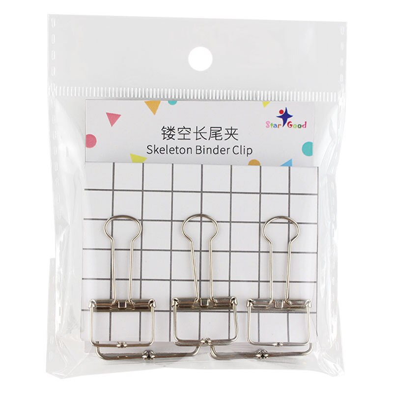 Clips de Metal de 2 tamaños, Clips decorativos de colores, rosa, dorado, verde, grande, mediano, pequeño, para oficina y estudio, 5 unids/lote: 5Pcs-Silvery