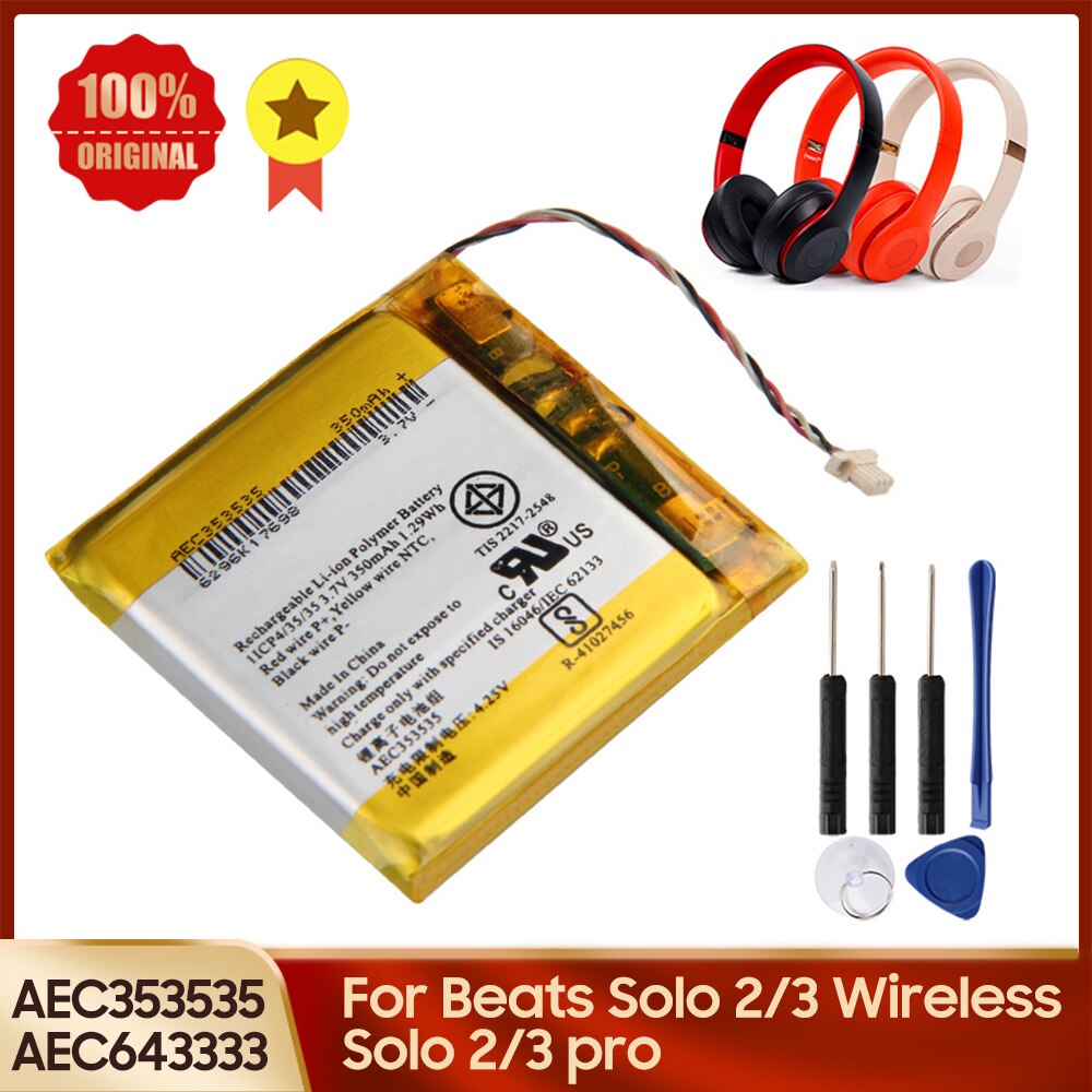 100% Original Battery AEC643333 AEC353535 for Beats Solo 2.0 3.0 pro Replacement Beats Solo pro Wireless Battery capacity 350mAh