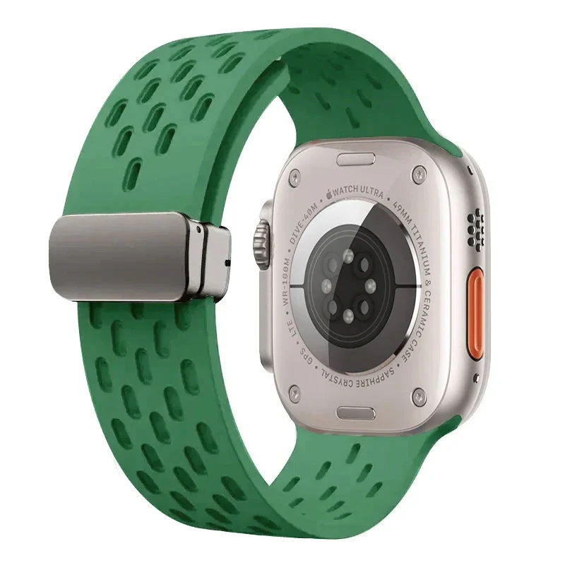 Bracelet magnétique pour Apple watch ultra 2, 49mm 44mm 45mm 40mm 41mm 42 38 45mm, Bracelet en Silicone iWatch série 9 7 8 se 6 5 3