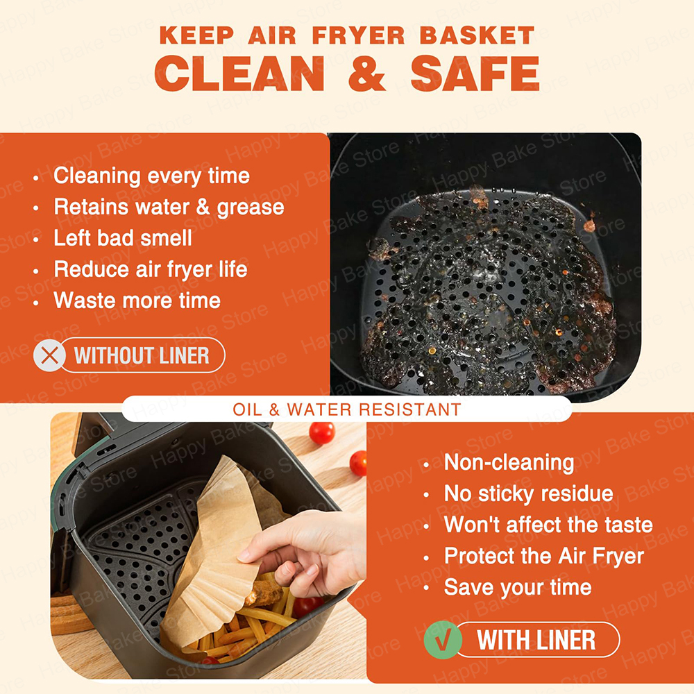 Carta da forno per friggitrice ad aria quadrata da 20 cm Carta pergamena perforata antiaderente usa e getta per friggitrice senza olio da 5-8 litri, forno, microonde