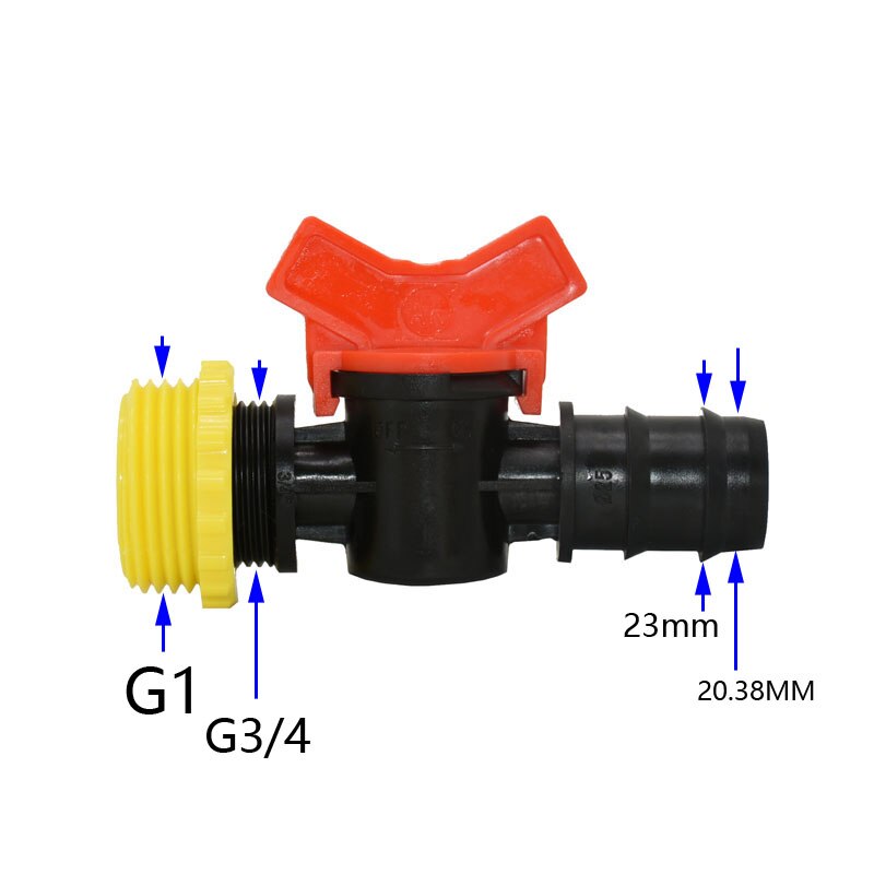 Vanne d'eau pour tuyau d'arrosage de 3/4 "à 1" à 25 ", vanne DN20, connecteur pour grue, 1 pièce