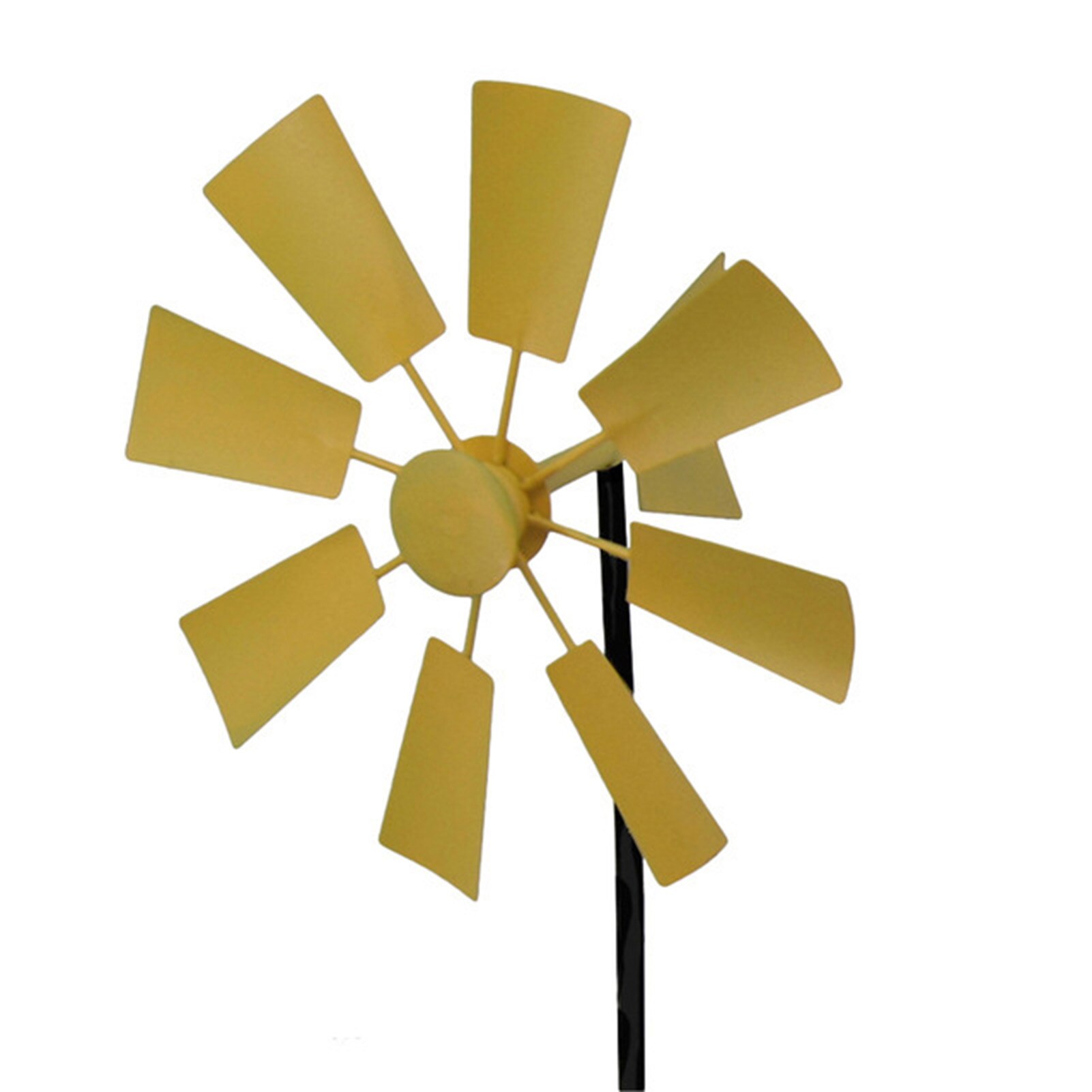 Garden Windmill Ornament Metal Pinwheels Modern Outdoor Iron Lawn Windmill Decorative Iron Art Wind Spinner For Yard Lawn: Yellow