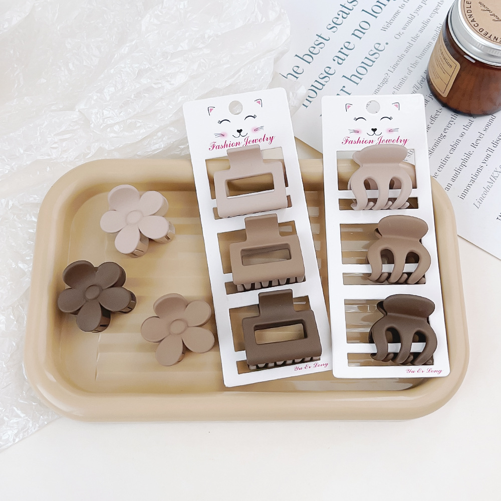 3 unids/set Color café esmerilado geométrico horquillas cangrejo pinzas para el cabello pasadores para mujeres niñas accesorios para el cabello sombreros