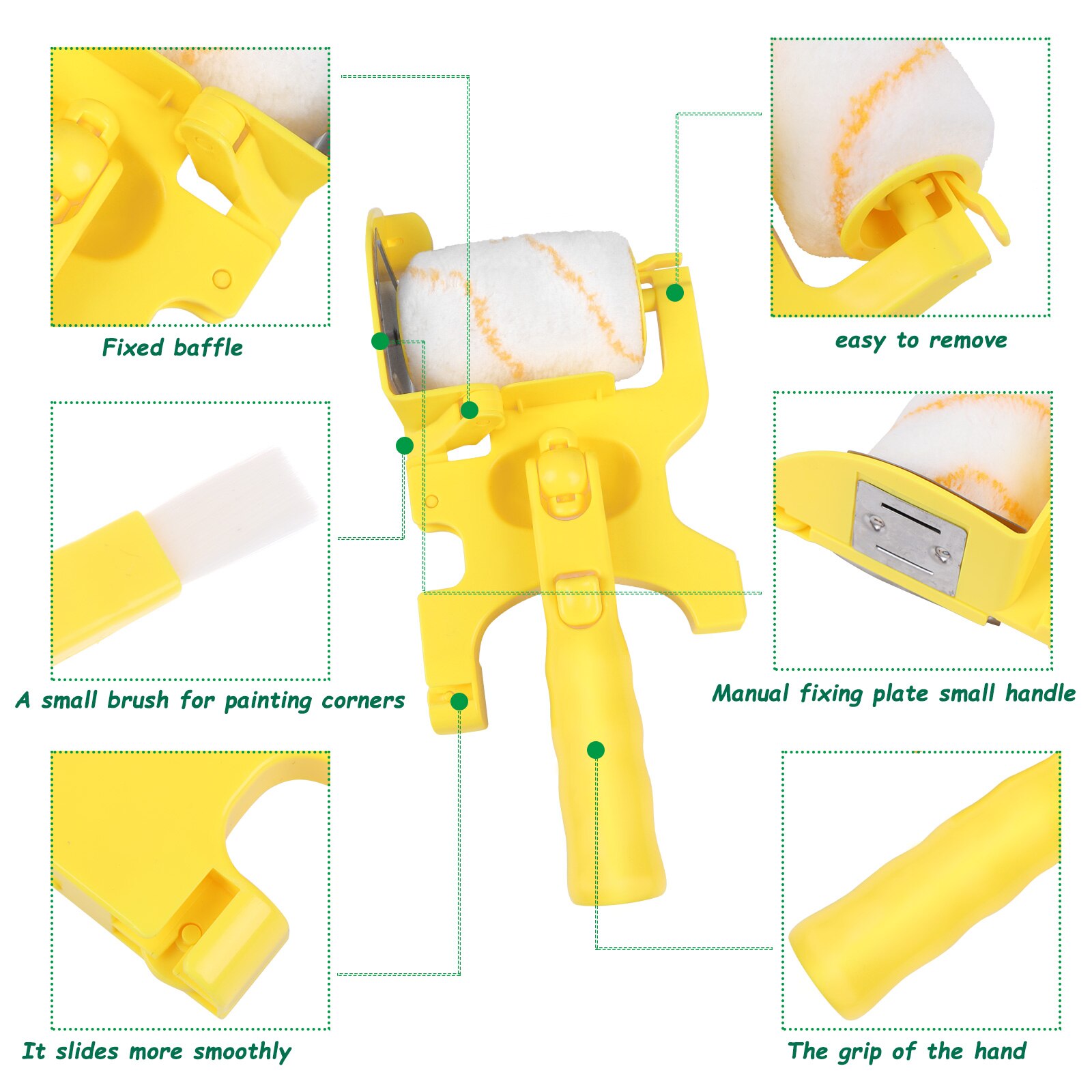 11Pcs Clean-Cut Paint Edger Roller Brush Multifunctional Hand-held Roller Paint Brush Clean Paint Edger Wall Painting Glove Sets