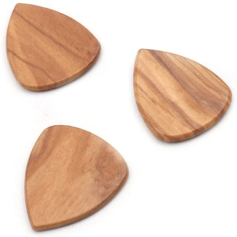 Púa de guitarra de madera hecha a mano y 3 púas de madera de olivo, púas para guitarra