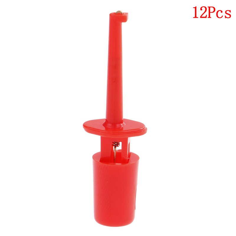 Mini 12Pcs Or 10pcs Single Test Hook Clip Test Probe For Electronic Testing IC Grabber Large Round Crocodile Clip Hook Test Clip: Red 12pcs