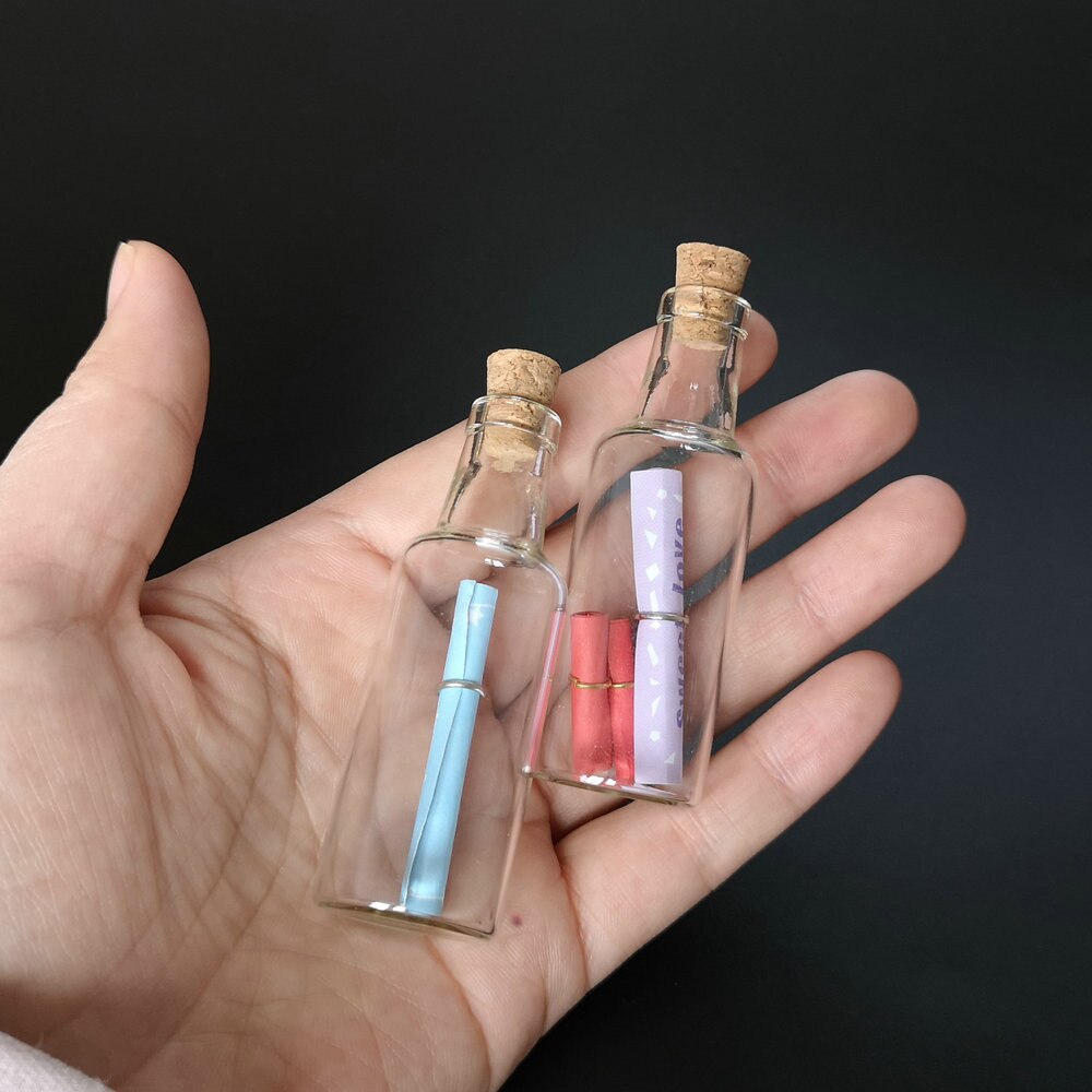 Bocaux à souhaits en verre Transparent avec bouchon en liège, petite bouteille de vin de 15ml, 24x70x8mm, 20 pièces