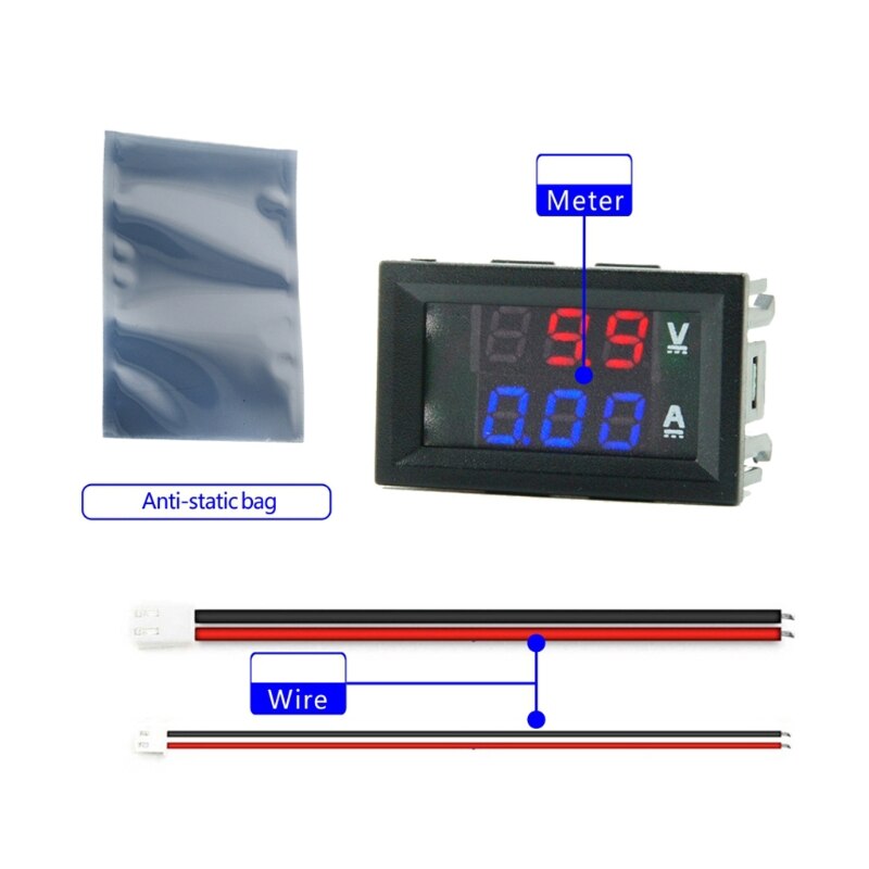 DC 100V 10A 50A 100A Voltmeter Ammeter Blue + Red LED Amp Dual Digital Volt Meter Gauge 7-110V