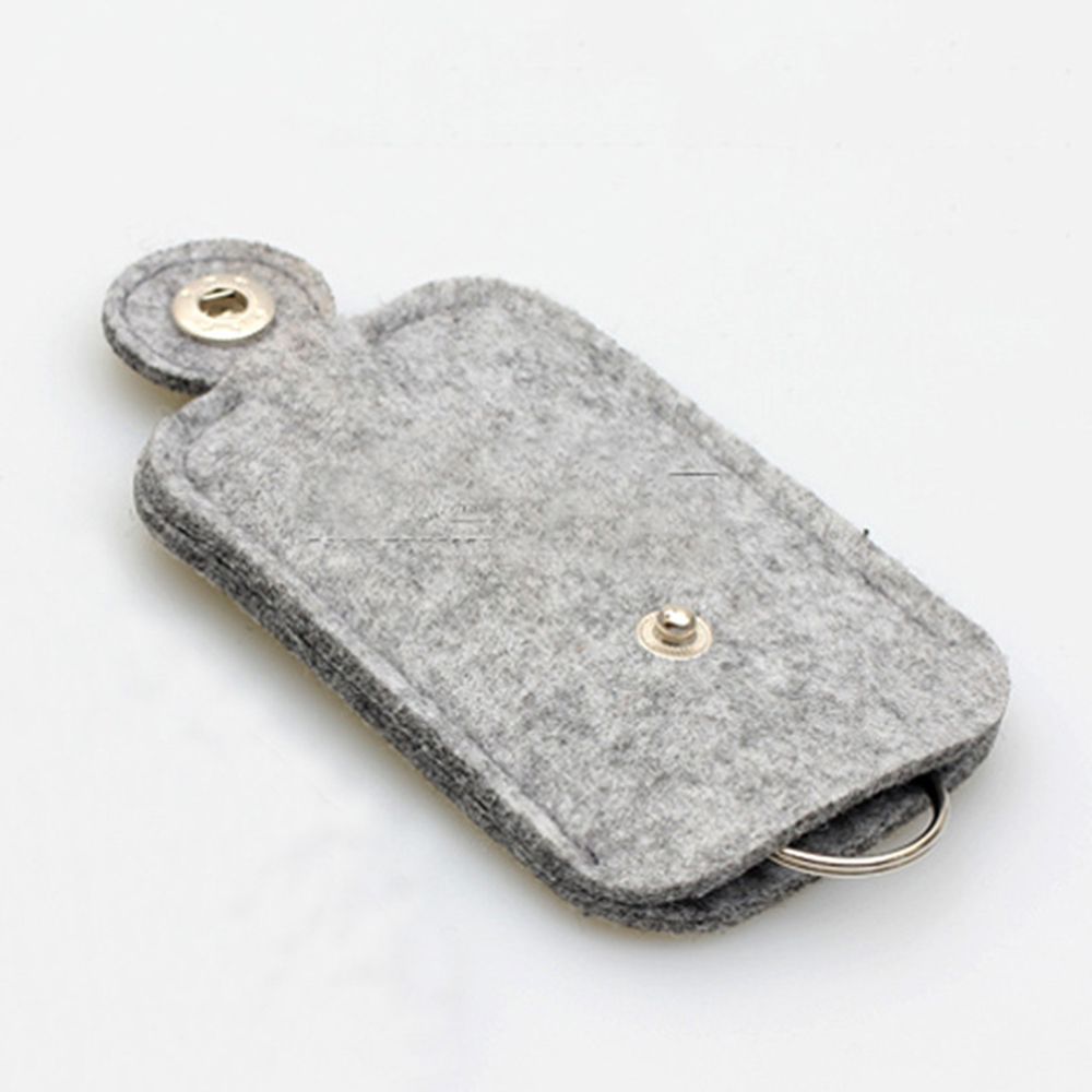 Lightweight Grey Woolen Felt Key Wallets Durable Convenient Car Key Chain Holders Portable Pocket Keys Organizers: Gray