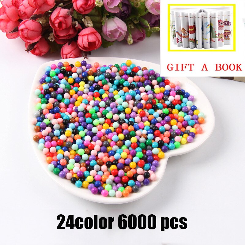 Perline Set di Giochi con la Palla 3D Fatti A Mano Giocattoli Magici per I Bambini 6000pcs 24 Colori Ricarica Perline Di Cristallo di Puzzle FAI DA TE di Acqua A spruzzo: 6000pcs