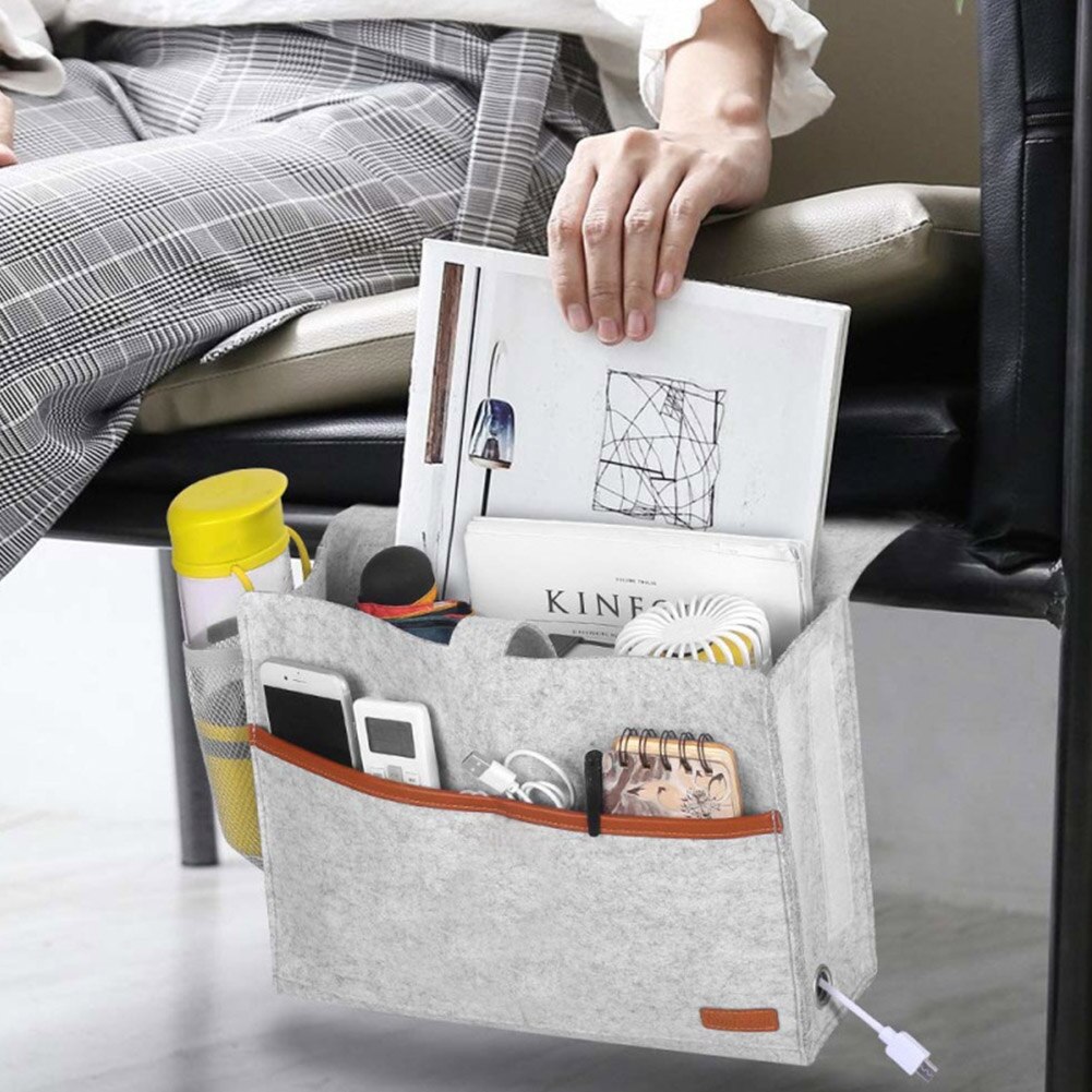 Thuisbank slaapzaalbureau antislip met tissuebox waterfleszak bedorganizer nachtkastje stapelbed vilten opbergzak