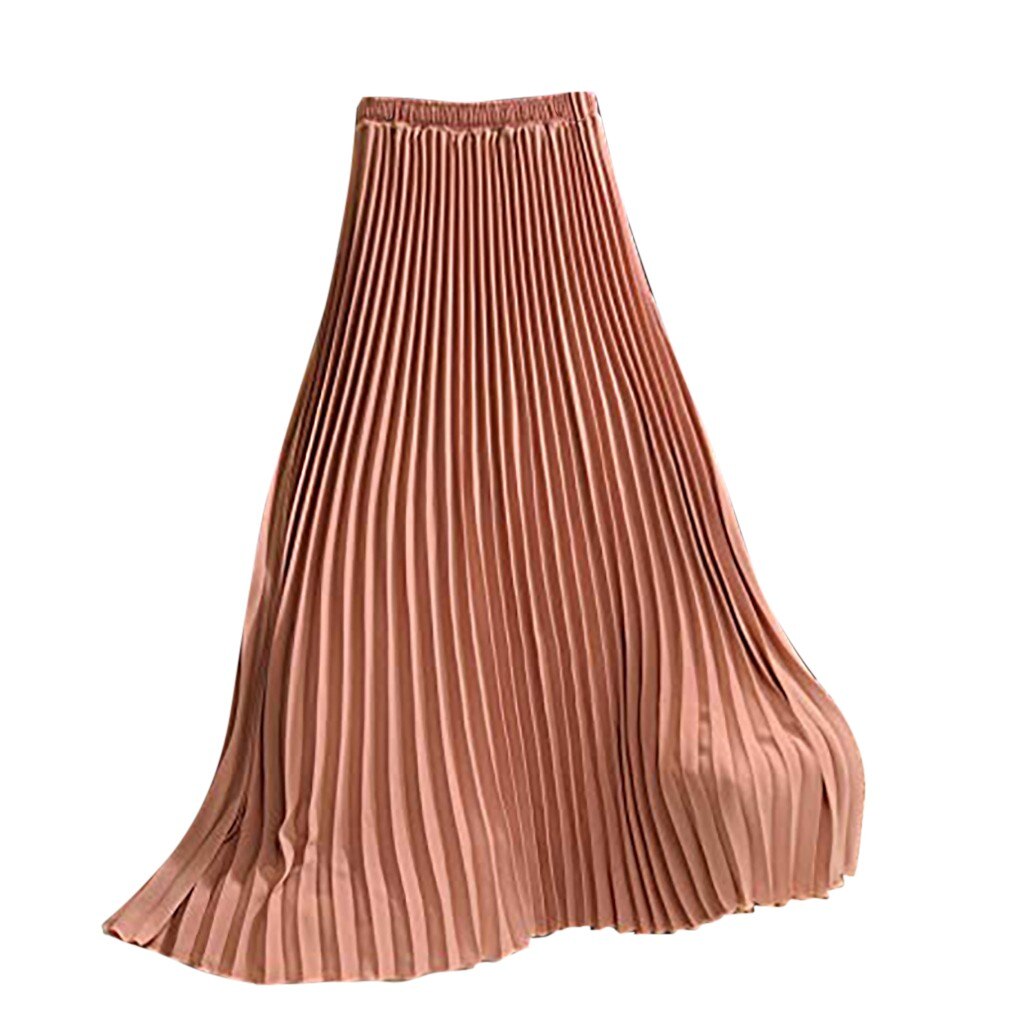 Faldas de coreana para mujer, faldas negras, , Midi, Falda plisada con cintura elástica, Jupe Longue,: HT