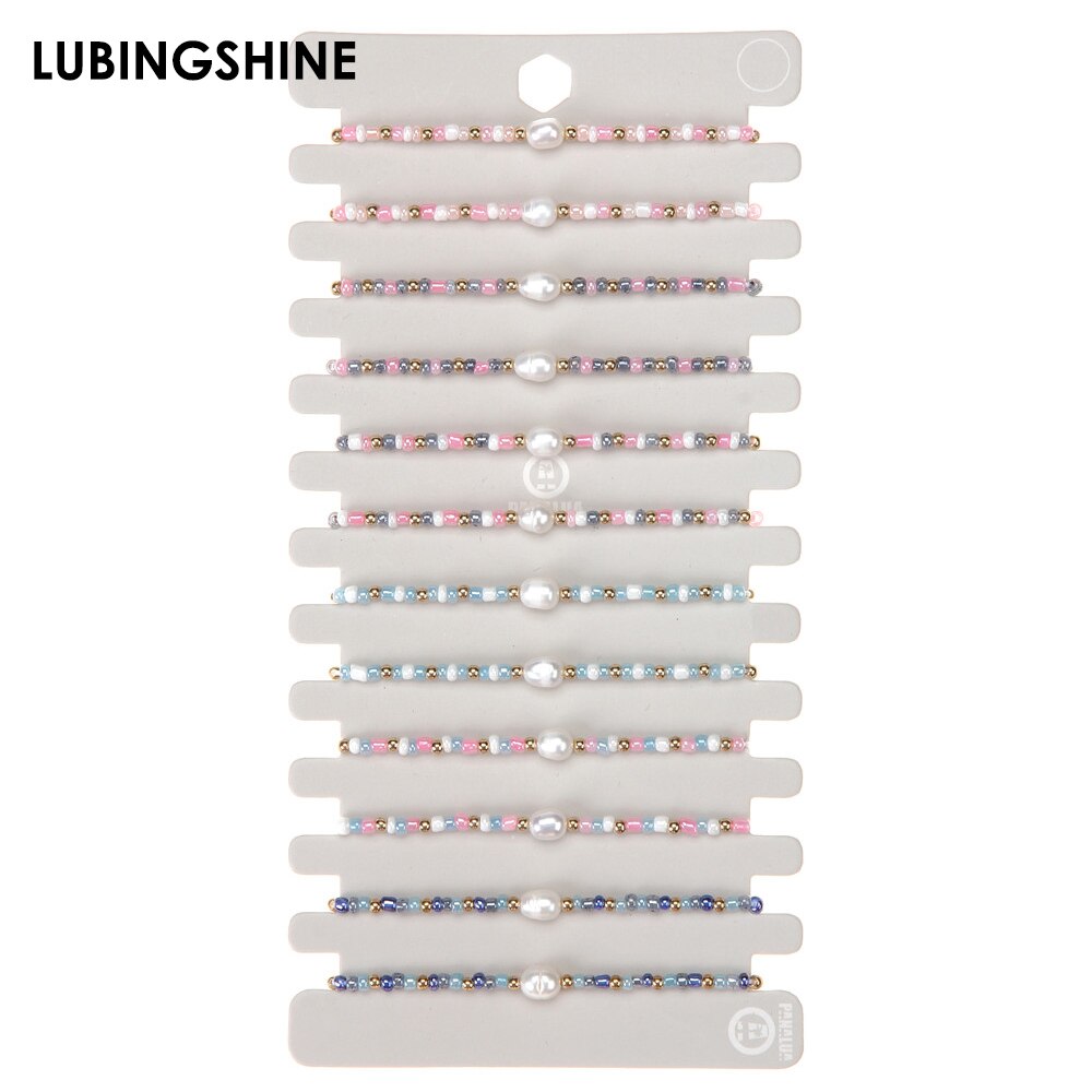 12pcs/set Pink Blue White Pearl Bracelet Exquisite Irregular Imitation Pearl Jewelry Handmade Beaded Bracelets For Women