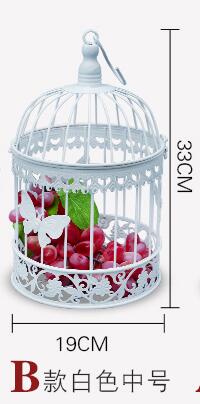 Artículos de decoración de jaula decorativa de hierro forjado, jaula de pájaros blanca para boda, decoración de jaula floral carnosa para ventana: Mid white 1pcs