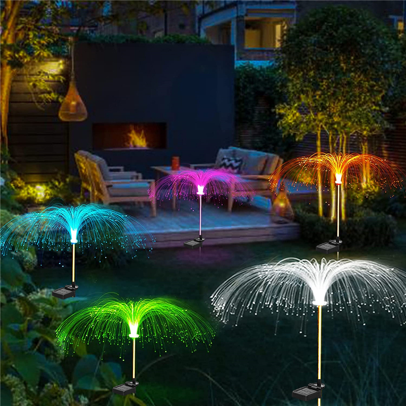 Solar Jellyfish Lights Waterproof Garden Lights Fiber Optic Lights Luminous Charging Garden Decorative Lights