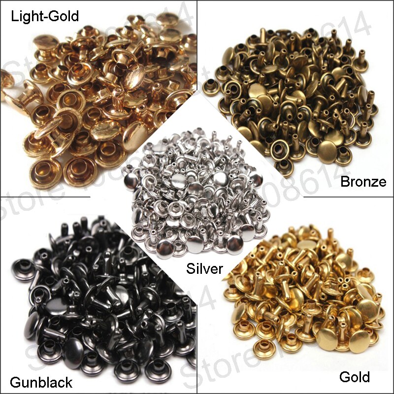 100Pcs DIY accessoires 6mm double-side klinknagels spike stud & spikes voor kledingstuk lederen accessoire Ronde platte spikes Kledingstuk Klinknagels